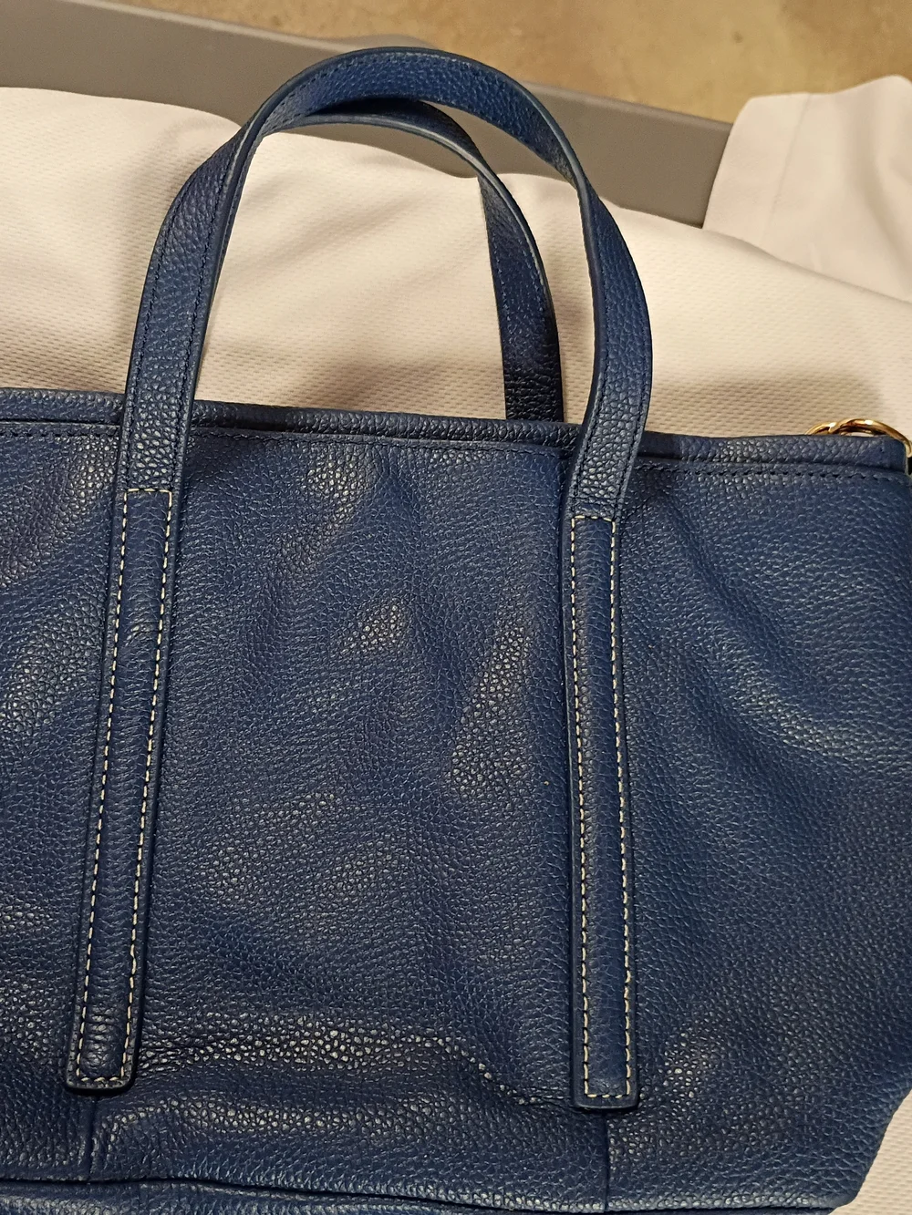 Classic Navy Women's Leather Tote Bag